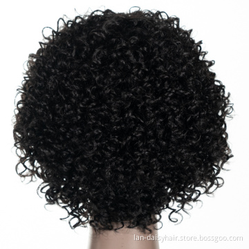 Wholesale Indian Jerry Curly Human Hair Wigs with Bangs Virgin Hair  Wigs  For Women Machine Made wigs  Natural Color